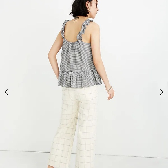 Madewell Ruffle-Strap Loose Fit Cami Top in True Black Miniature Gingham - Picture 3 of 11